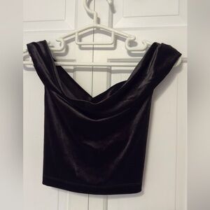 Dynamite Off Shoulder Velour Black Women's Top - NWT